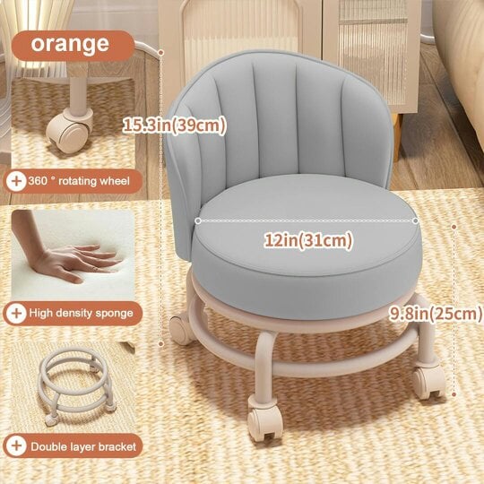 Havendro Low Rolling Stool Short Wheeled Rotating Shoe Changing Sofa Chair Pulley Swivel