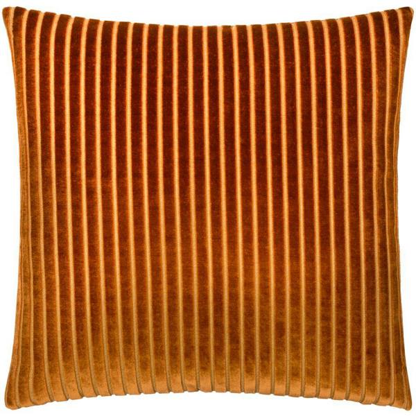 Paoletti Savoy Velvet Stripe Cushion Cover - Brick - 