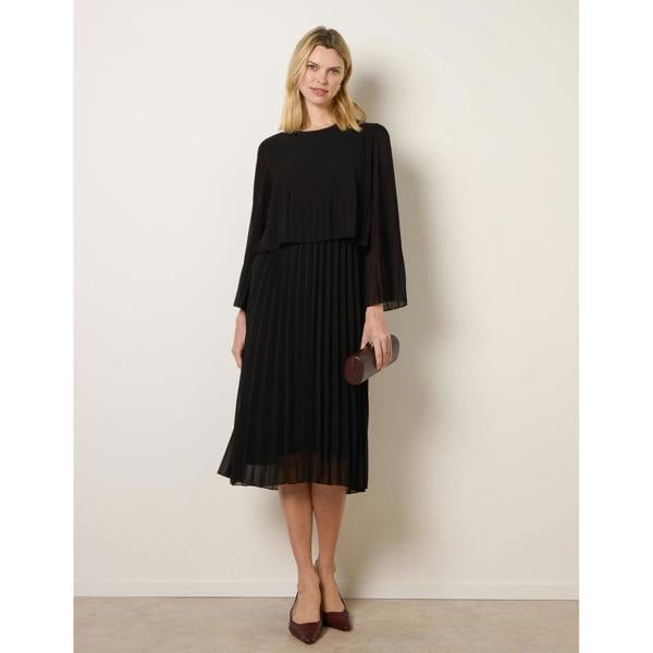 Blue Vanilla Chiffon Pleated Dress