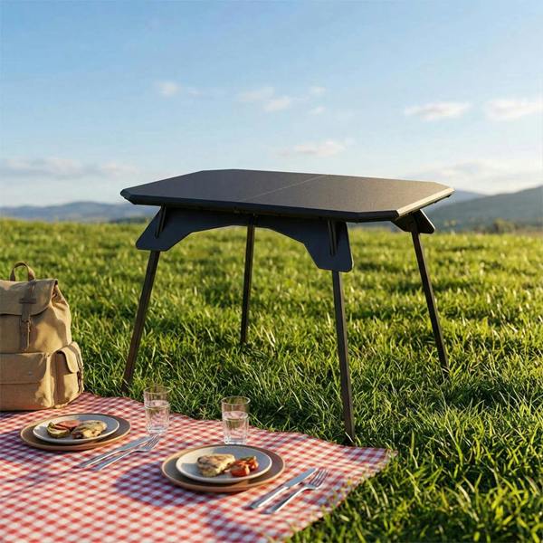 Havendro Black Portable Folding Camping Table Detachable Legs BBQ Picnic Table with Storage Bag