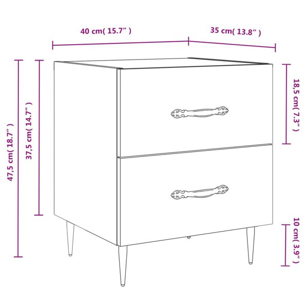 Berkfield Bedside Cabinet Concrete Grey 40x35x47.5 cm Engineered Wood