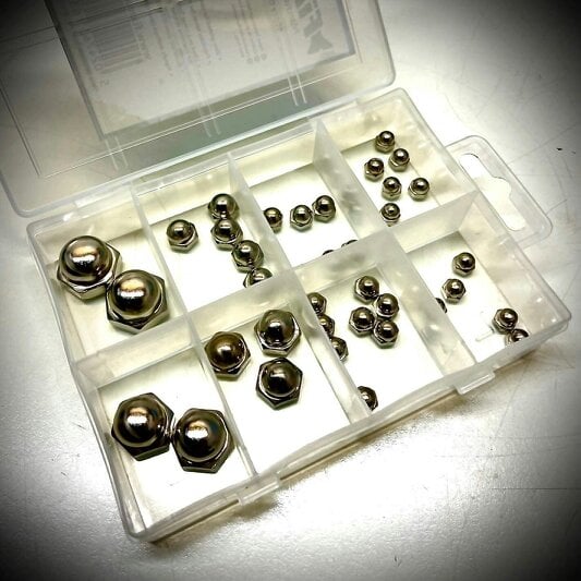 Fixaball Dome Nuts Low Type Zinc BZP 40 Pack Assortment M4 - M12