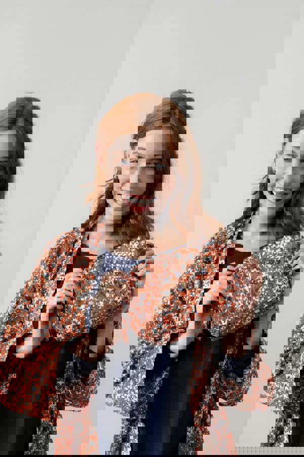 Lily & Me Connie Print Cosmetics Bag Ginger