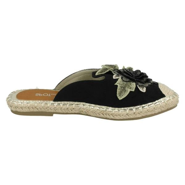 Spot On Ladies Spot On Flower Embellishment Espadrille Mules