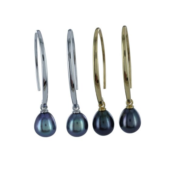 Reeves & Reeves Long Loop Peacock Pearl Earrings