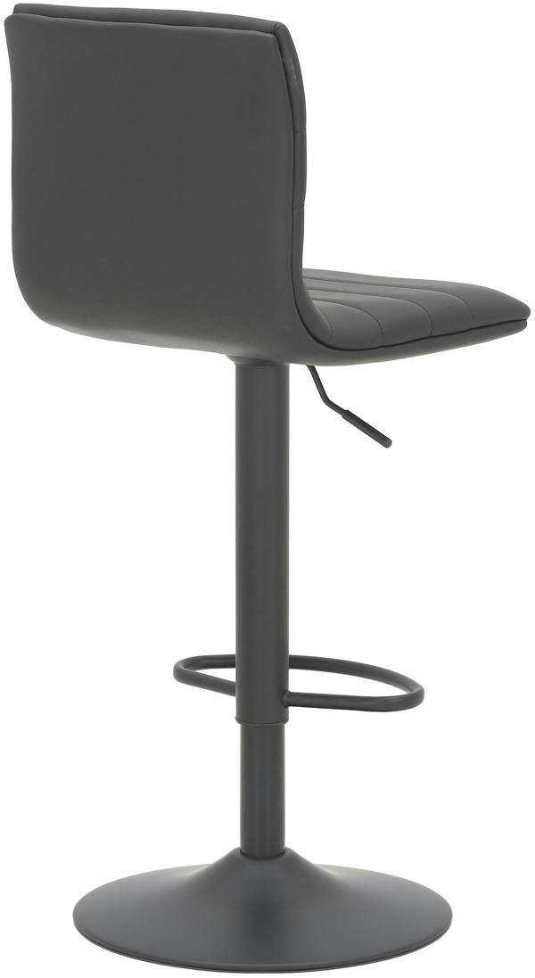 Lamboro Aldo Black Bar Stool - Adjustable Height Kitchen Stool with Faux Leather Seat