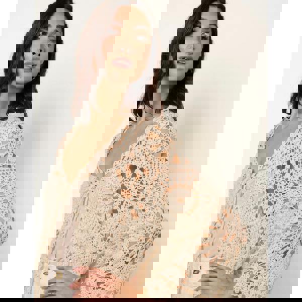 Blue Vanilla Long-Sleeved Crochet Cardigan