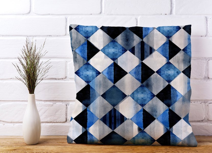 Warren Reed Square Checkered Pattern Cushions