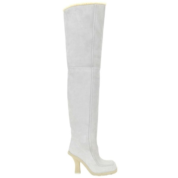 BURBERRY 8074716 Burberry Thigh High Roberta Boots FOAM/BUTTER (Light Grey) THIGH HIGH BOOTS WOMENS UK 3