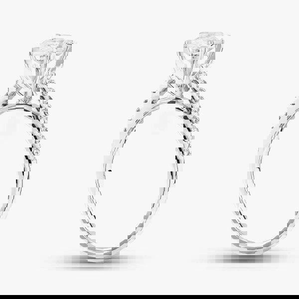 T. H. Baker 9ct White Gold Lab Grown 1.20ct Oval & Brilliant Cut Diamond Shoulder Set Solitaire Ring LGR35520-120 L