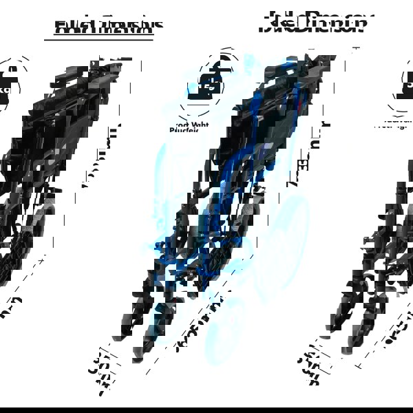 Aidapt Deluxe Attendant Propelled Steel Wheelchair Blue