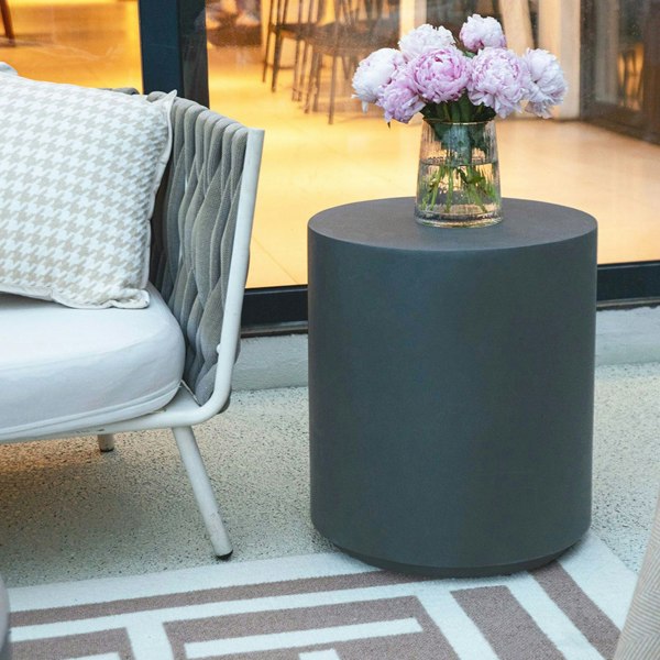 Elementi Rome GRC Side Table in Slate Black