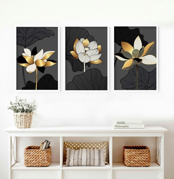 Large wall art for living room | set of 3 wall art prints