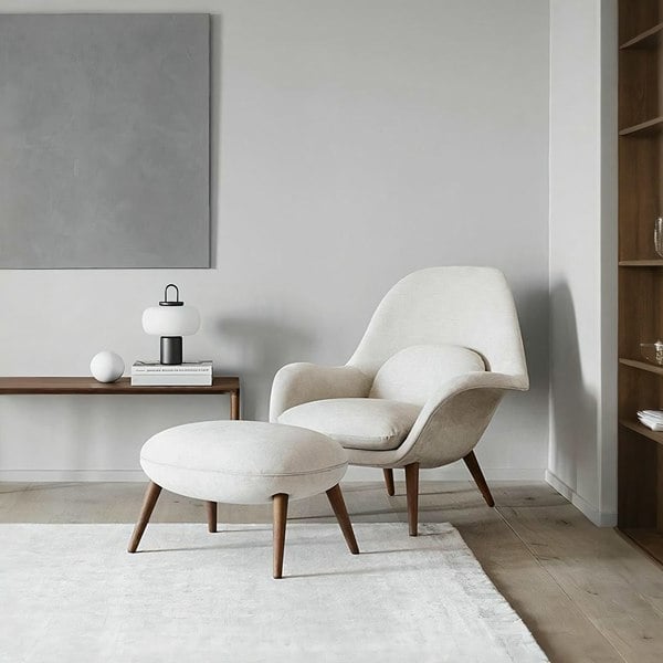 Fredericia Swoon Armchair And Footstool, Velvet, Brown-Weilai Concept-Weilai Concept