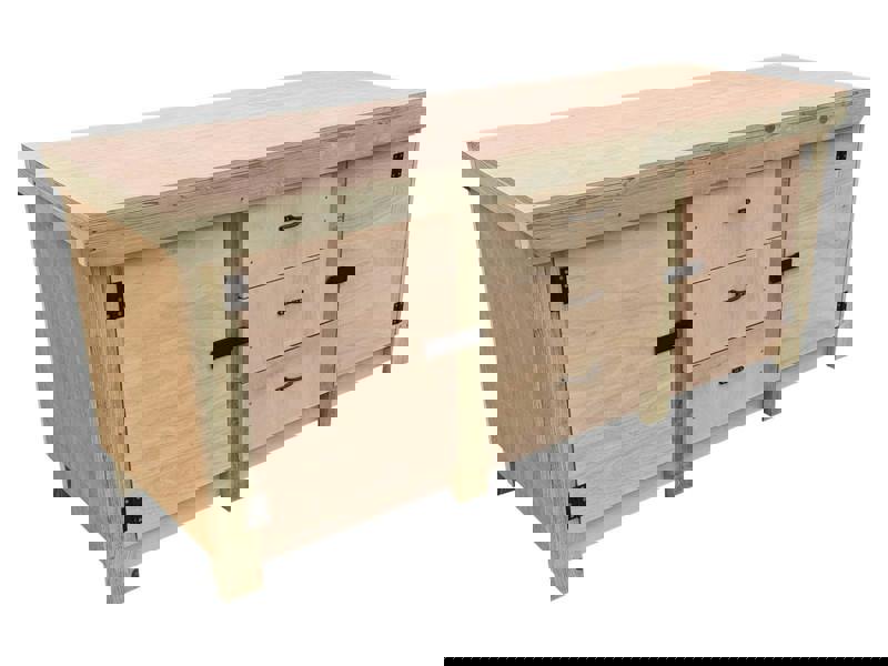 Arbor Garden Solutions Eucalyptus top workbench with drawers and double lockable cupboard (V.8) with double shelf