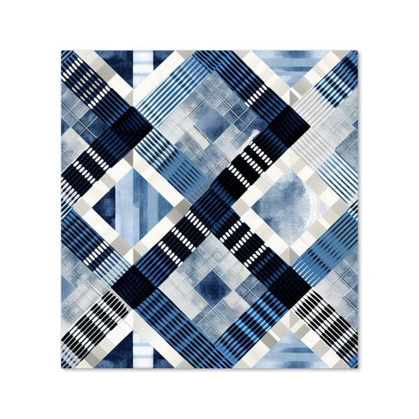 Warren Reed - Designer Checkered Square Black And Blue Kitchen Splashback