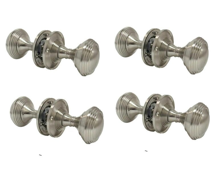 EDH Door Hardware Queen Anne Reeded Mortice Door Knobs, Interior Door Knobs for Home, Round Internal Door Knob with Tubular Latch