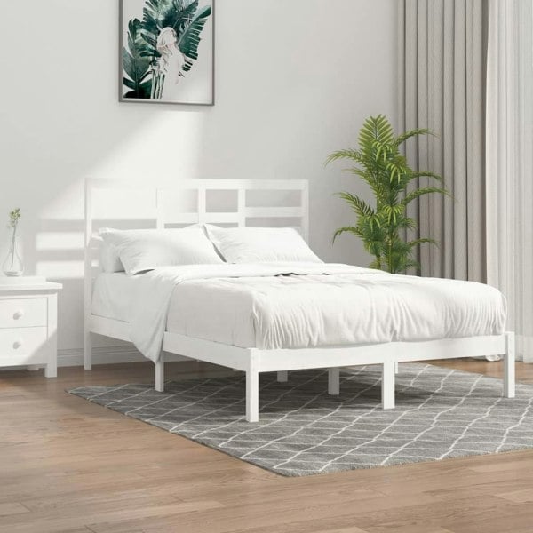 Berkfield Bed Frame White Solid Wood 140x200 cm