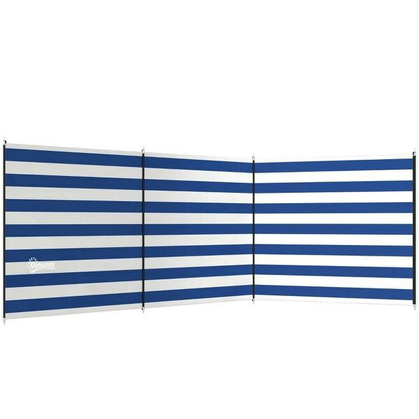 4 Pole Camping Windbreaks, Beach Wind Shield Shelter with Carry Bag and Steel Poles, 540cm x 150cm, Dark Blue