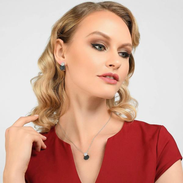 Sterling Silver Black and White Pendant Necklace for Women - namana.london
