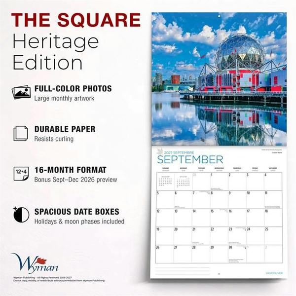 Vancouver Calendar 2027, Wall Calendars, Month To View, Travel, Gift
