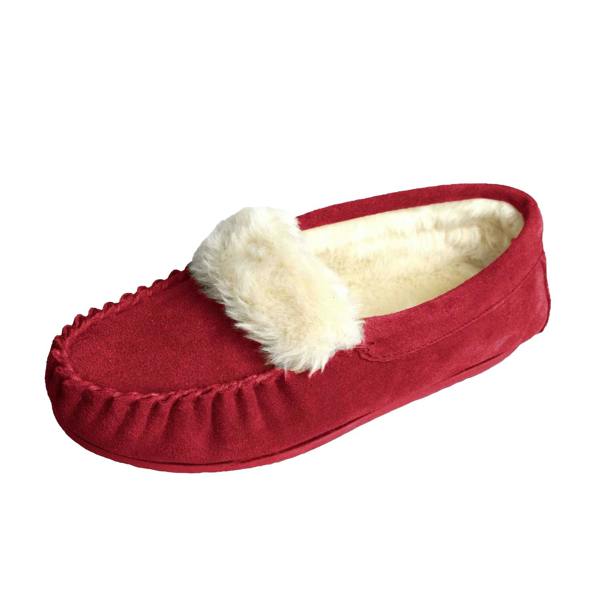 Eastern Counties Leather Womens/Ladies Zoe Plush Lined Moccasins - Crimson - 