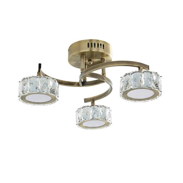 Pagazzi Lighting Dilan 3 Light Antique Brass LED Semi Flush Ceiling Light