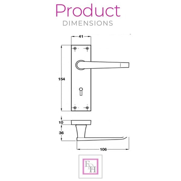 EDH Door Hardware Brass Door Handles Interior Door Lock Handles-Victorian Straight Lock Handlesx1.