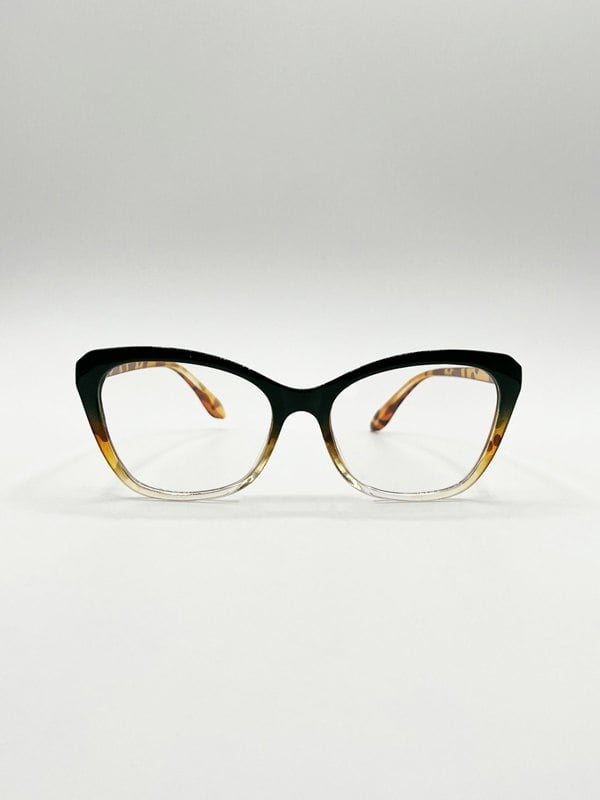 SVNX Green Tortoiseshell clear Lens Glasses