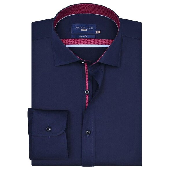 Men's Navy Designer Satin Dress Shirt
