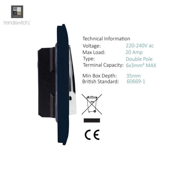 Trendi Switch 1 Gang 20 Amp Heavy Duty Rocker Switch in Navy Blue