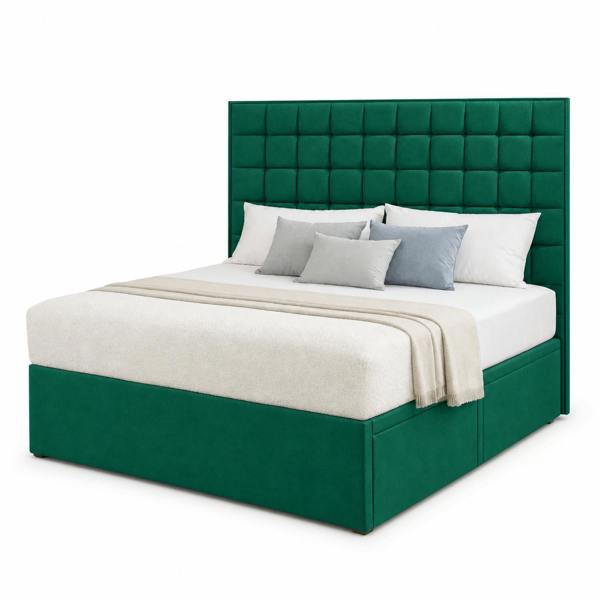Great British Beds Small Cube Divan Bed - Green Plush