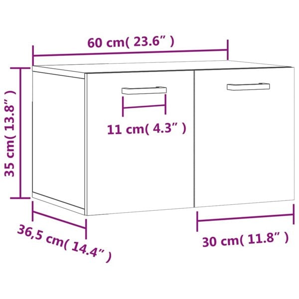 Berkfield Wall Cabinet Grey Sonoma 60x36.5x35 cm Engineered Wood
