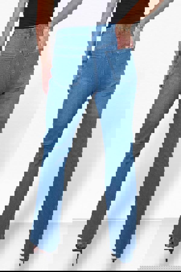 Paulo Due Womens High Rise Flared Denim Jeans with Front Pintuck Detail