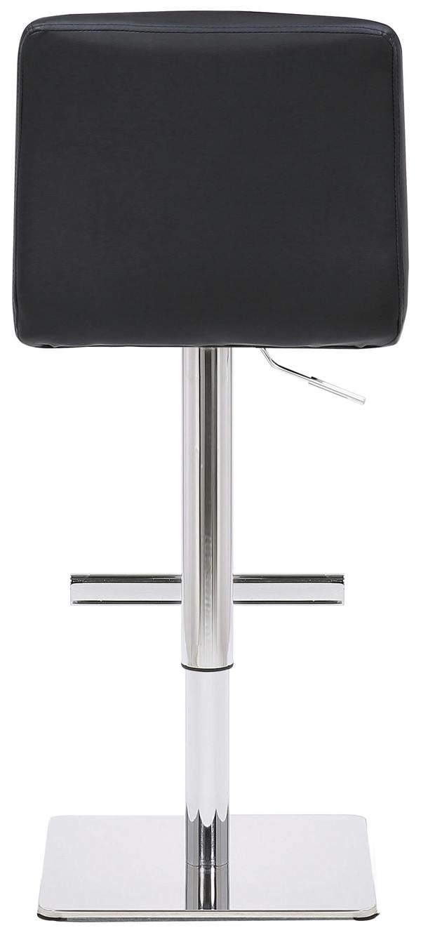 Lamboro Luscious Deluxe Real Leather Breakfast Bar Stool, Chrome Footrest, Adjustable Swivel Gas Lift, Home Bar & Kitchen Barstool, Black