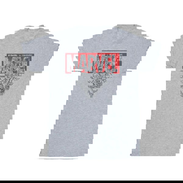 Marvel Mens Spider Man Logo Red T-Shirt - Sports Grey