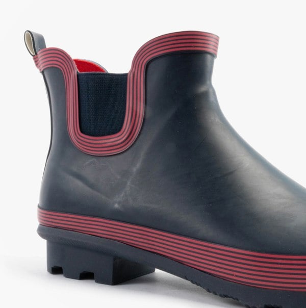 Stormwells W407C Womens Rubber Ankle Wellington Boots Navy/Red