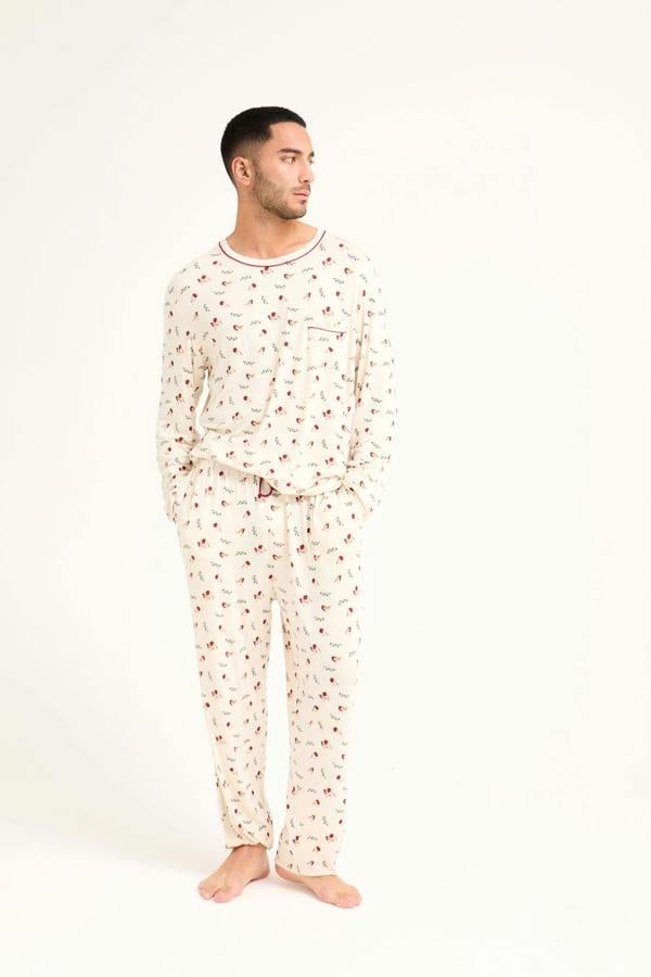 Pretty You London Mister You Bamboo Novelty Pyjama Set in Robin Print