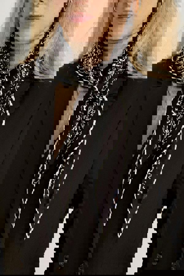 GWD Geometric Printed Diamond Black Silk Scarf