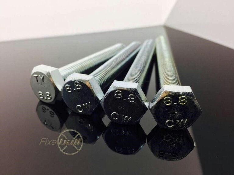 Fixaball M20 Hex Set Screw Bolt High Tensile 8.8 Zinc BZP DIN933