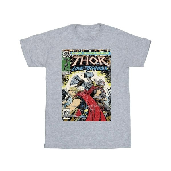 Marvel Mens Thor Love And Thunder Vintage Poster T-Shirt - Sports Grey