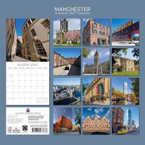 Manchester Calendar 2027, Wall Calendars, Month To View, Travel, Gift