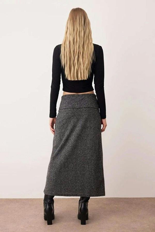 WOVCOR A-Line Knit Skirt with Folded Waist