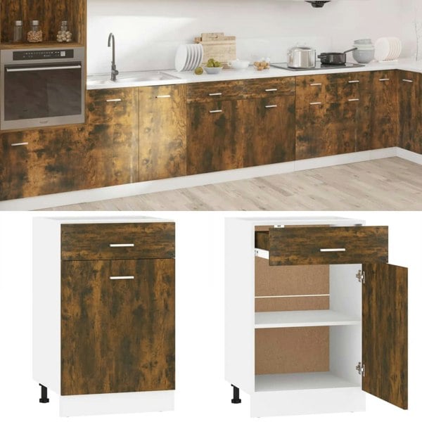 Berkfield Drawer Bottom Cabinet Smoked Oak 50x46x81,5 cm Engineered Wood
