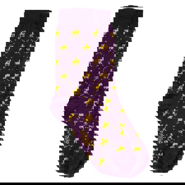 Embassy London Socktopus - Purple Mix - Women's 3 pack cotton crew socks size UK 3 to 7 in purple