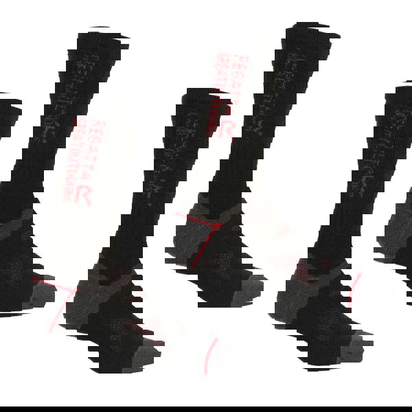 Regatta Unisex Adult Wool Hiking Boot Socks (Pack of 2) - Black/Dark Red - 