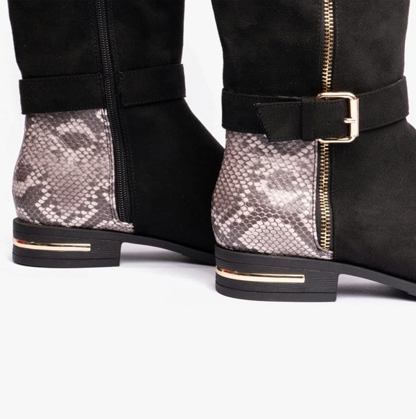 Lotus HARPER Womens Boots Black Microfibre/Snake