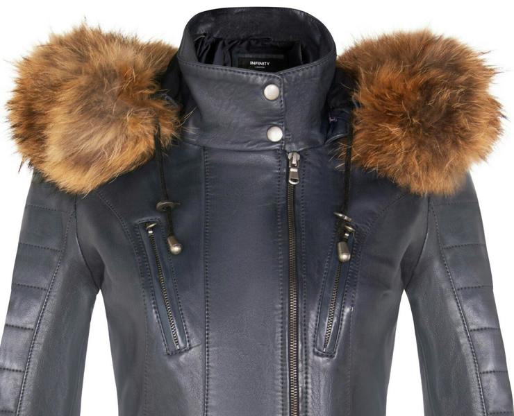 Infinity Leather Womens Quilted Leather Parka Jacket-Curitiba
