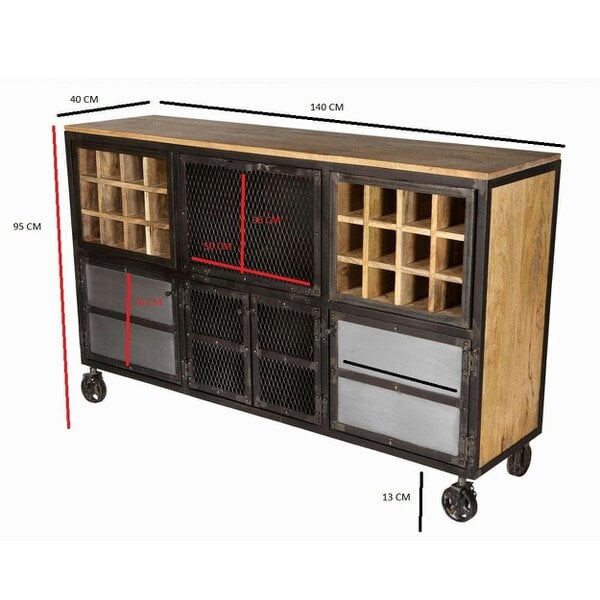 Wyld Haus Hanko Industrial Reclaimed Wood and Metal Wine Storage Cabinet