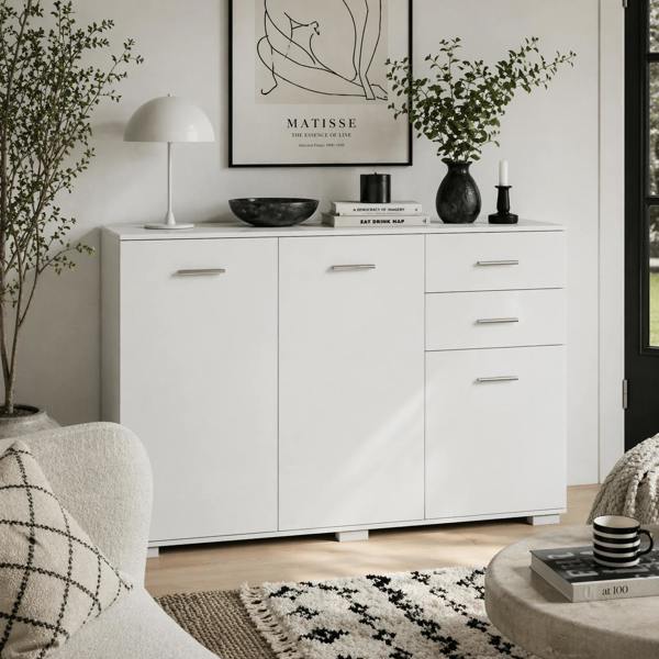 Wyld Haus Fini Refa White Modern Sideboard 2 Drawers 3 Doors